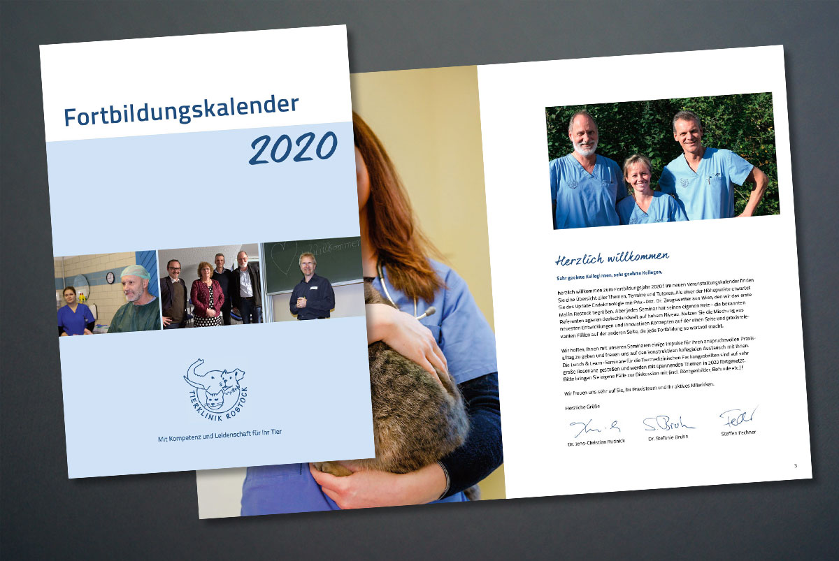 Fortbildungskalender der Tierklinik Rostock, Titelblatt und erste Innenseiten