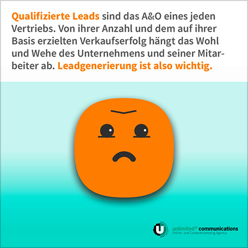Social-Media Post: "Leadgenerierung I" für die Agentur unlimited communication berlin