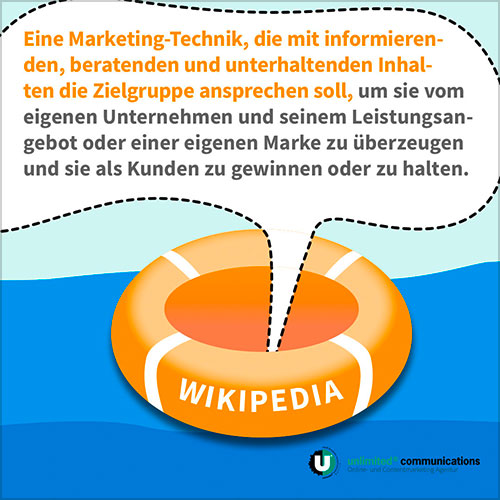 Social-Media Post: "Was ist Content-Marketing I" für die Agentur unlimited communication berlin, 2. Seite