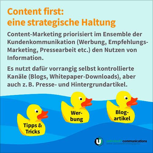 Social-Media Post: "Was ist Content-Marketing II" für die Agentur unlimited communication berlin, 3