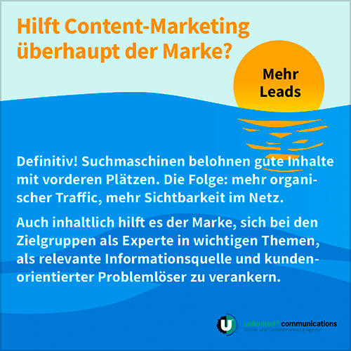 Social-Media Post: "Was ist Content-Marketing II" für die Agentur unlimited communication berlin, 5