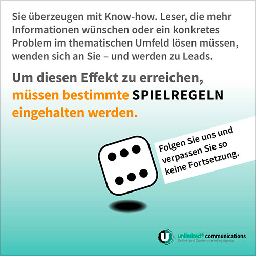 Social-Media Posts: "Zeigen Sie Expertise" für die Agentur unlimited communication berlin, 6