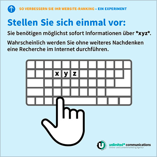 Social-Media Post: "So verbessern Sie ihr Website-Ranking I" für die Agentur unlimited communication berlin
