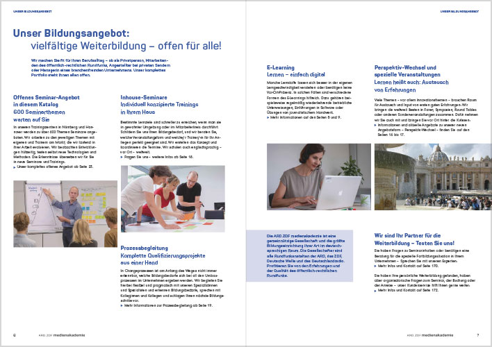 Kataloggestaltung für die ARD ZDF Medienakademie im Auftrag von seidel.kommunikation