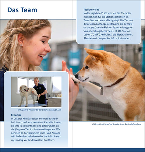 Innenseite, Image-Flyer für die Tierklinik Rostock