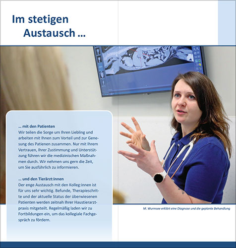 Innenseite, Image-Flyer für die Tierklinik Rostock